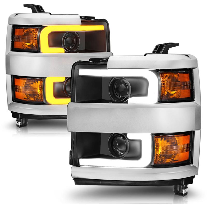 Anzo 111365 Black & Chrome Plank Style Switchback Projector Headlights