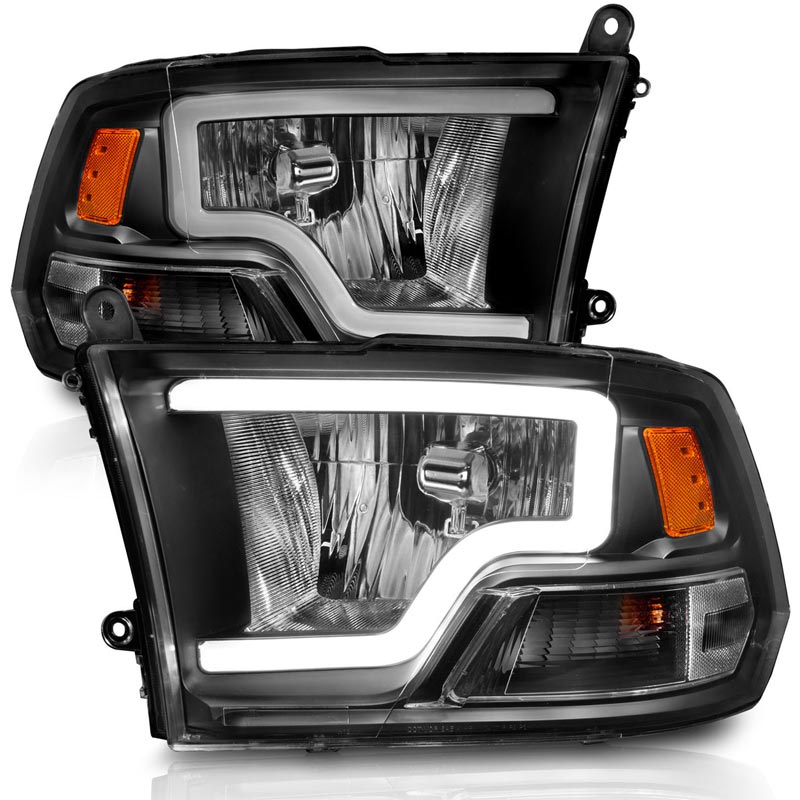 Anzo 111515 Black Crystal Headlights With LED Plank Light Bar