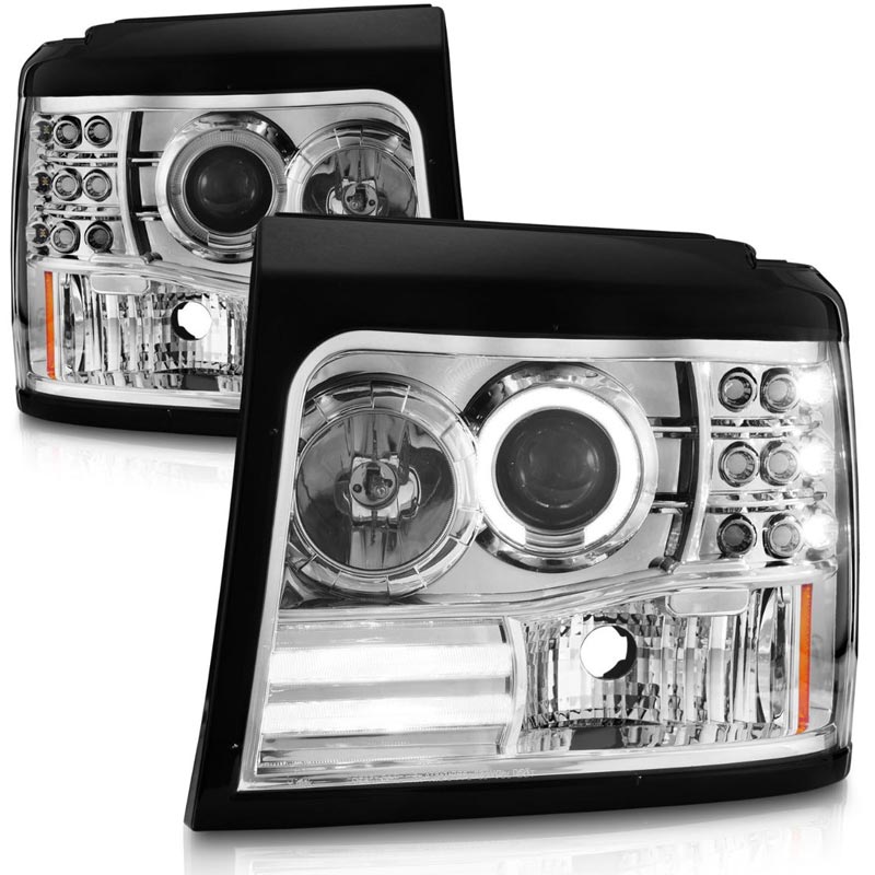 Anzo 111183 Chrome Projector Halo Headlights w/ Side & Parking Lights