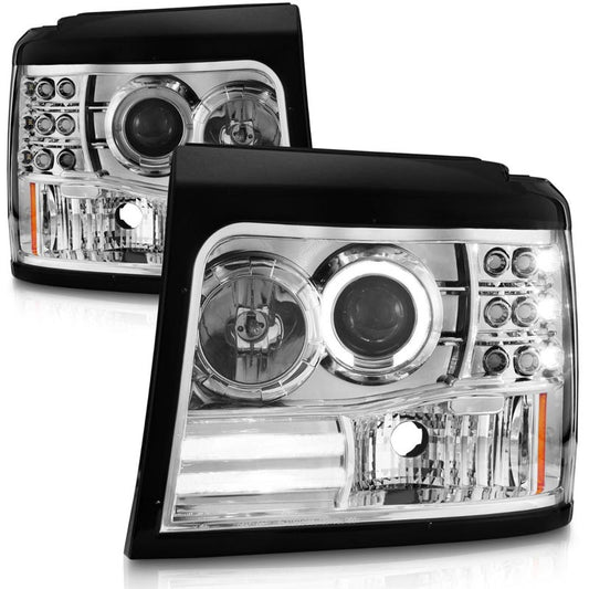 Anzo 111183 Chrome Projector Halo Headlights w/ Side & Parking Lights
