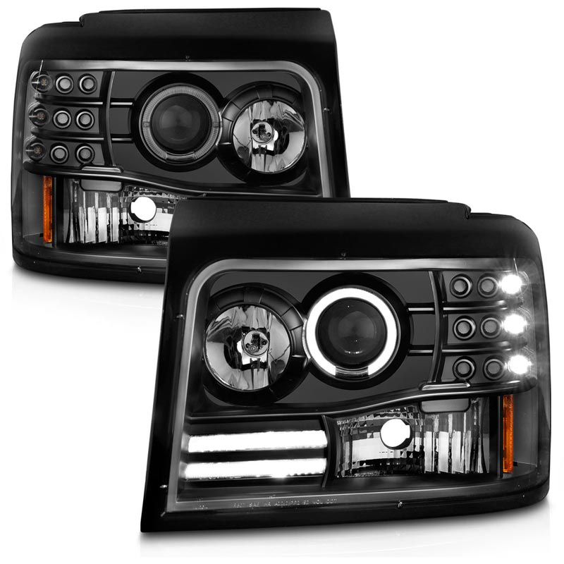 Anzo 111184 Black Projector Halo Headlights w/ Side & Parking Lights