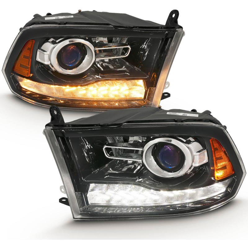Anzo 111439 Black Plank Style Switchback Projector Headlights W/ Halo