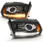 Anzo 111439 Black Plank Style Switchback Projector Headlights W/ Halo