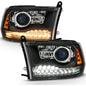Anzo 111489 Black Plank Style Switchback Projector Headlights With Halo