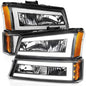 Anzo 111501 Black Crystal Headlights With LED Plank Light Bar