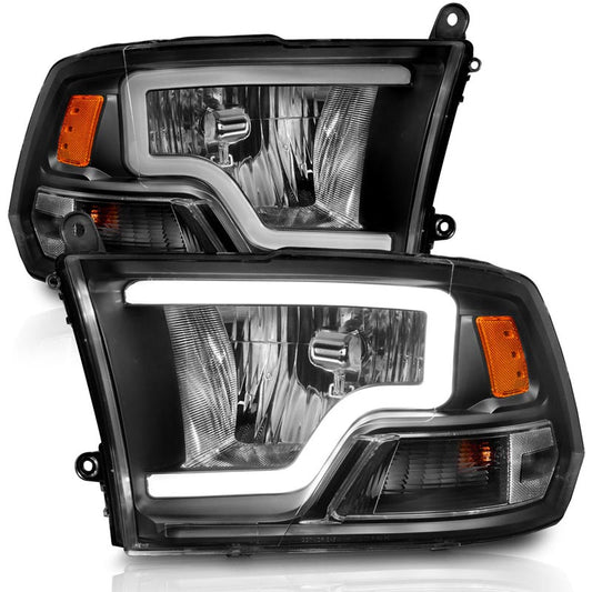 Anzo 111515 Black Crystal Headlights With LED Plank Light Bar