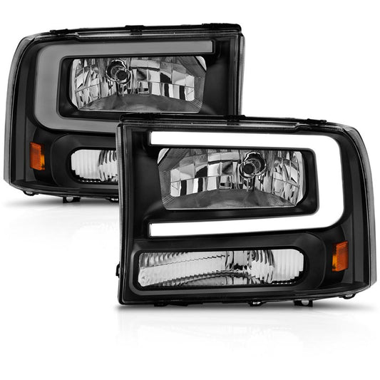 Anzo 111549 Black Crystal Headlights With LED Plank Light Bar