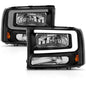 Anzo 111549 Black Crystal Headlights With LED Plank Light Bar
