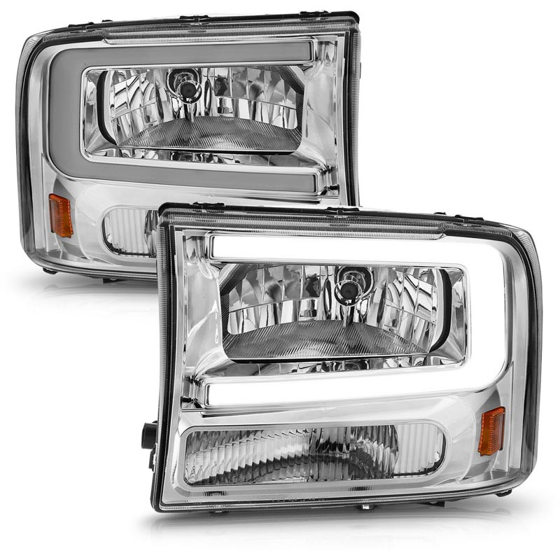 Anzo 111550 Chrome Crystal Headlights With LED Plank Light Bar