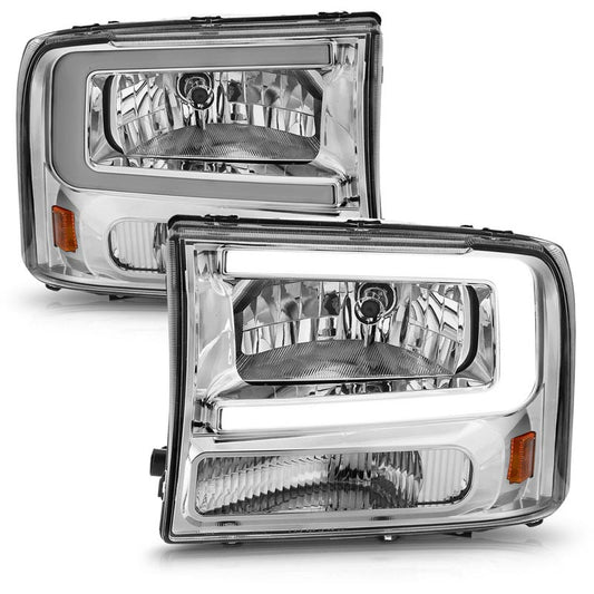 Anzo 111550 Chrome Crystal Headlights With LED Plank Light Bar