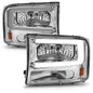 Anzo 111550 Chrome Crystal Headlights With LED Plank Light Bar