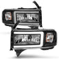 Anzo 111554 Black Crystal Headlights With LED Plank Light Bar
