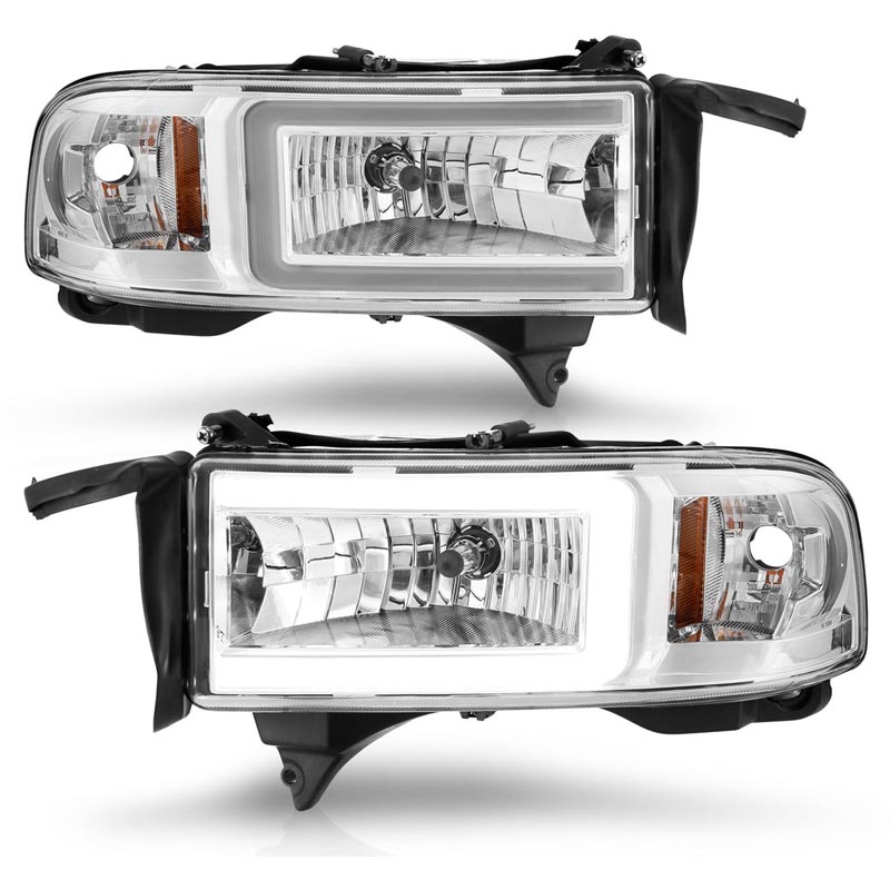 Anzo 111555 Chrome Crystal Headlights With LED Plank Light Bar