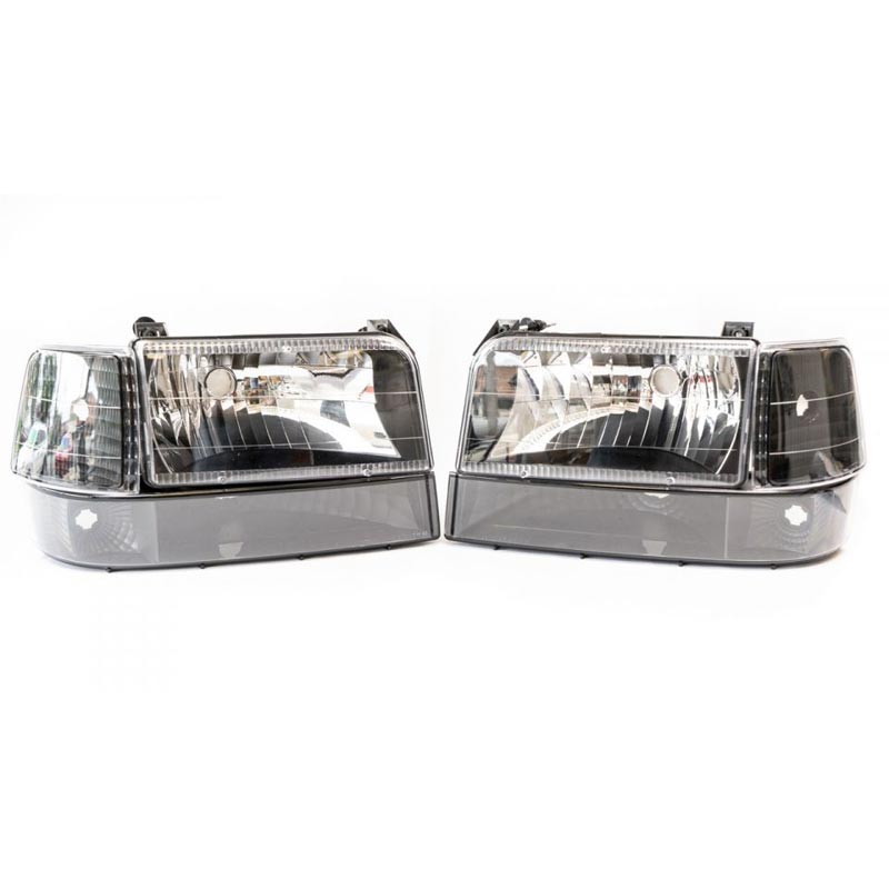 Complete Performance Six Piece Clear/Black Headlights (Pair)
